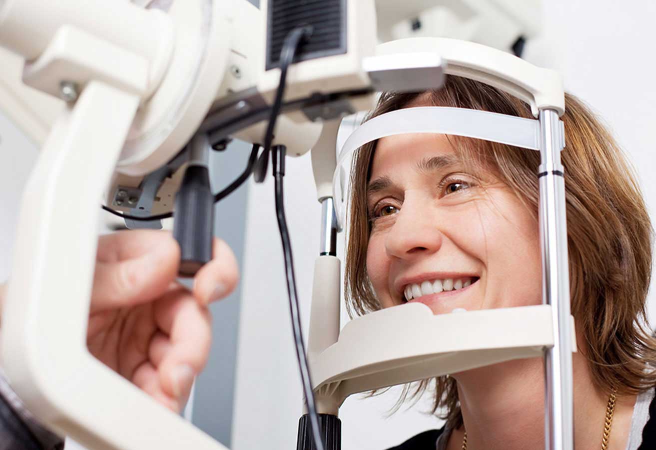 A patient having their eyes checked.